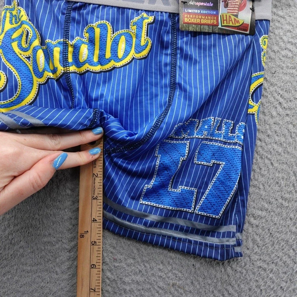 Aeropostale x The Sandlot Mens‎ Small Performance Boxer Briefs Blue Pinstripe L7